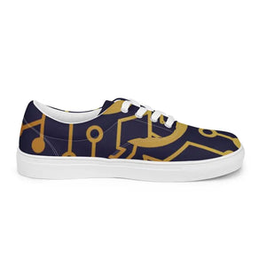 Canvas Shoes Blue Pattern Men’s Lace Artistic Style - Dipaliz - Sneakers