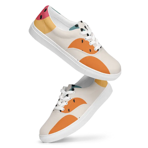 Canvas Shoes Abstract Geometrical Pattern Women’s Lace Up - Dipaliz - Sneakers