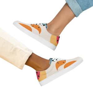 Canvas Shoes Abstract Geometrical Pattern Women’s Lace Up - Dipaliz - Sneakers