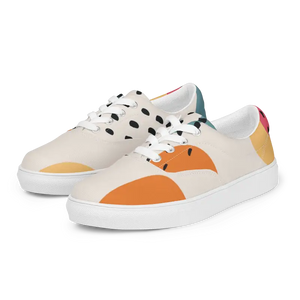 Canvas Shoes Abstract Geometrical Pattern Women’s Lace Up - Dipaliz - Sneakers