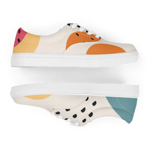 Canvas Shoes Abstract Geometrical Pattern Women’s Lace Up - Dipaliz - Sneakers