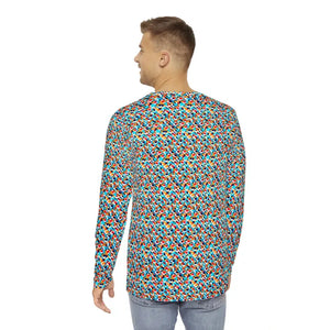 Long Sleeve Aop Colorful Geometric Pattern Statement Tee - Dipaliz - T-shirts