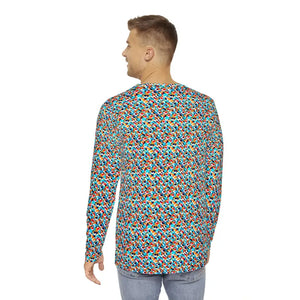 Long Sleeve Aop Colorful Geometric Pattern Statement Tee - Dipaliz - T-shirts