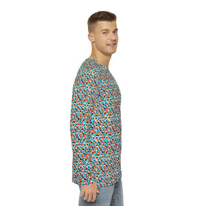 Long Sleeve Aop Colorful Geometric Pattern Statement Tee - Dipaliz - T-shirts