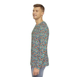 Long Sleeve Aop Colorful Geometric Pattern Statement Tee - Dipaliz - T-shirts