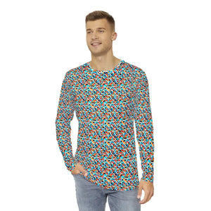 Long Sleeve Aop Colorful Geometric Pattern Statement Tee - Dipaliz - Xl - T-shirts