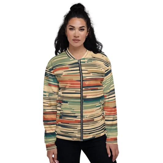 Turn Heads with our Bold Unisex Vintage Striped Bomber Jacket - Xs Jackets