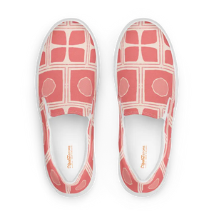 Canvas Shoes Checkered Pattern Coral Colored Abstract Art - Dipaliz - Sneakers