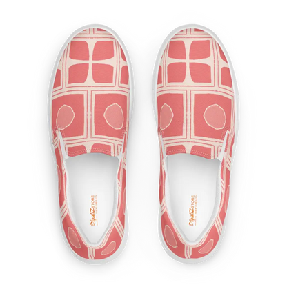 Bold Coral Canvas Slip-ons for Abstract-loving Fashionistas - Shoes