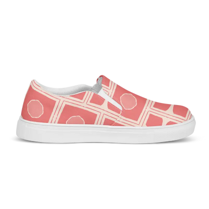 Bold Coral Canvas Slip-ons for Abstract-loving Fashionistas - Shoes