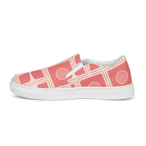 Canvas Shoes Checkered Pattern Coral Colored Abstract Art - Dipaliz - Sneakers