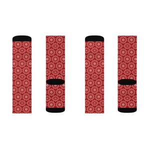 Abstract Pattern Sublimation Socks - Bold Red Style - Dipaliz