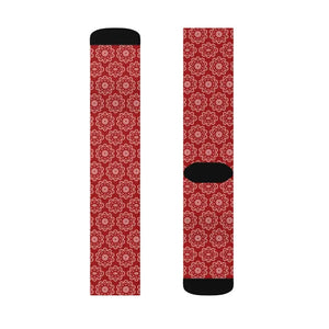 Abstract Pattern Sublimation Socks - Bold Red Style - Dipaliz