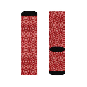 Abstract Pattern Sublimation Socks - Bold Red Style - Dipaliz
