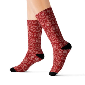 Abstract Pattern Sublimation Socks - Bold Red Style - Dipaliz - s