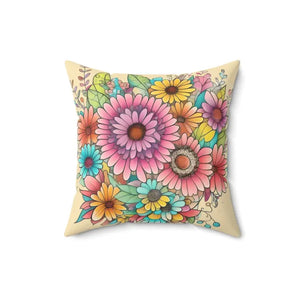 Polyester Square Throw Pillow Large Flowers Vibrant Style Dipaliz - 16’’ × - Pillows