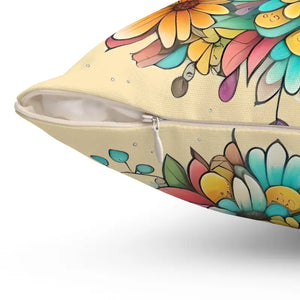 Polyester Square Throw Pillow Large Flowers Vibrant Style Dipaliz - Pillows