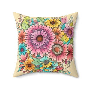 Polyester Square Pillow Large Flowers Bold Vibrant - Dipaliz - 20’’ × - Throw Pillows