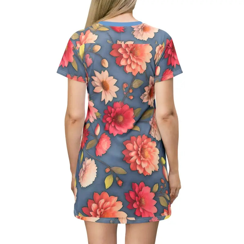 Stand out in a Bright Floral T-shirt Dress Today! - All Over Prints