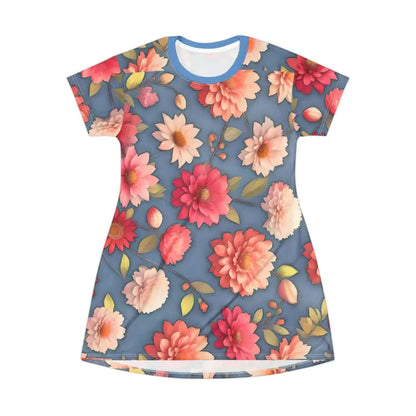 Stand out in a Bright Floral T-shirt Dress Today! - All Over Prints