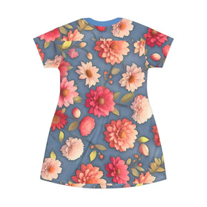 Shirt Dress Bright Colorful Flowers Polyester Casual Chic - Dipaliz - Dresses
