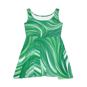 Skater Dress - Green Wavy Pattern Women’s Fashion - Dipaliz - Dresses