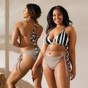 Bold Stripe Recycled String Bikini Top | Upf50+ Padded - Swimwear Tops - Xs