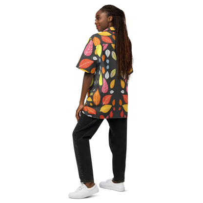 Turn Heads with our Unisex Colorful Leaves Button Shirt