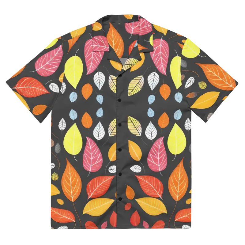 Turn Heads with our Unisex Colorful Leaves Button Shirt