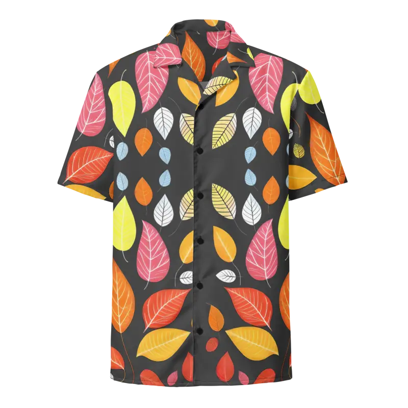 Turn Heads with our Unisex Colorful Leaves Button Shirt