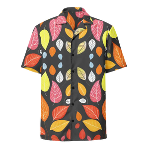 Unisex Button Shirt Colorful Leaves Bold Summer Style Dipaliz - Shirts