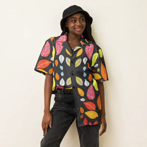 Unisex Button Shirt Colorful Leaves Bold Summer Style Dipaliz - Shirts