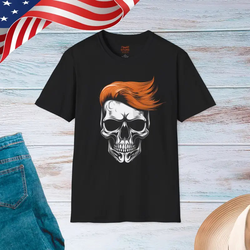 Bold Trump Skull Tee with Orange Hair - Black / s T-shirt