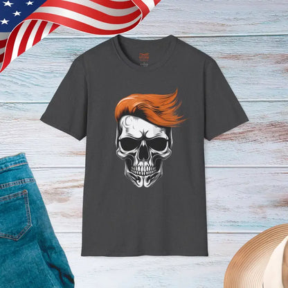 Bold Trump Skull Tee with Orange Hair - Dark Heather / s T-shirt