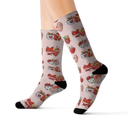 Captivate with Bold Valentine’s Day Sublimation Socks - s