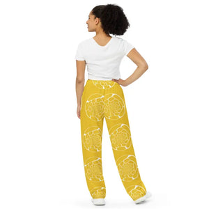 Pajamas - Yellow Wide Leg Pants Unisex Bold Statement Style - Dipaliz