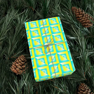 Yellow Geometric Pattern Gift Wrap Bold Green Abstract Design Dipaliz - Wrapping Paper