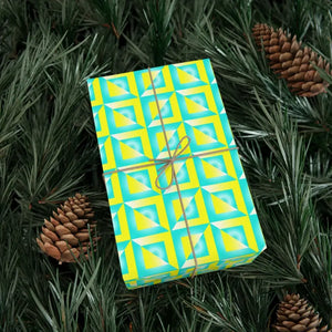 Yellow Geometric Pattern Gift Wrap Bold Green Abstract Design Dipaliz - Wrapping Paper