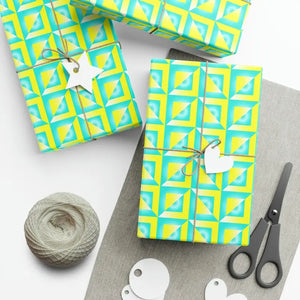 Yellow Geometric Pattern Gift Wrap Bold Green Abstract Design Dipaliz - Wrapping Paper