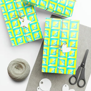Yellow Geometric Pattern Gift Wrap Bold Green Abstract Design Dipaliz - Wrapping Paper