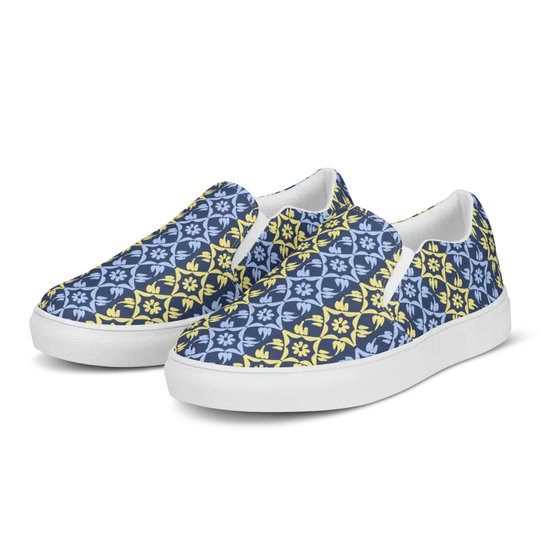 Bold Yellow Pattern Canvas Shoes for Men