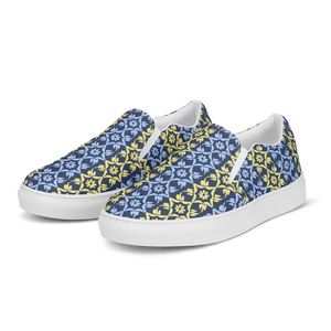 Men’s Slip Canvas Shoes Yellow Pattern Bold Style - Dipaliz - Sneakers