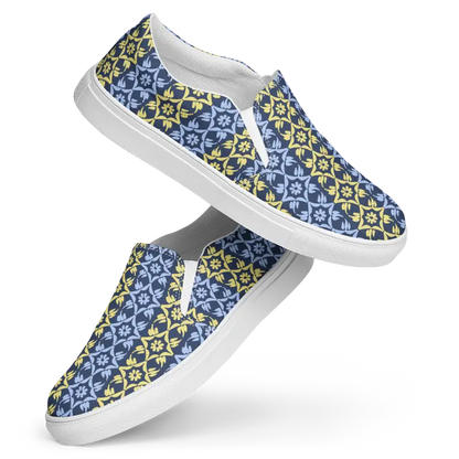 Bold Yellow Pattern Canvas Shoes for Men