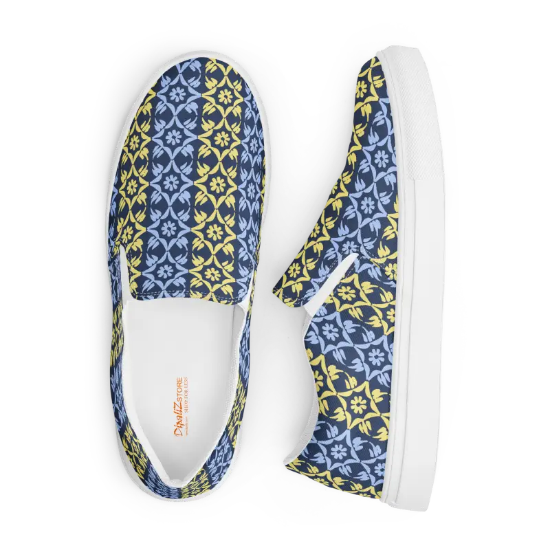 Bold Yellow Pattern Canvas Shoes for Men