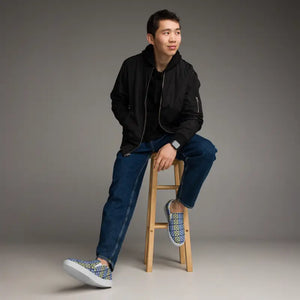 Men’s Slip Canvas Shoes Yellow Pattern Bold Style - Dipaliz - 5 - Sneakers