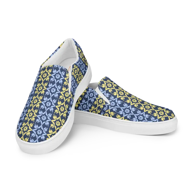 Bold Yellow Pattern Canvas Shoes for Men