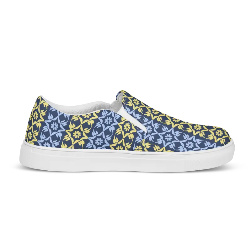 Bold Yellow Pattern Canvas Shoes for Men