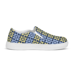 Men’s Slip Canvas Shoes Yellow Pattern Bold Style - Dipaliz - Sneakers