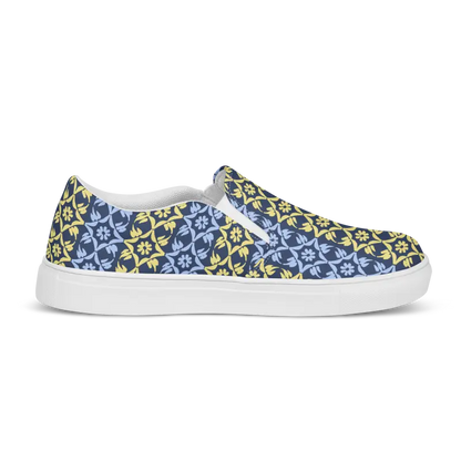 Bold Yellow Pattern Canvas Shoes for Men