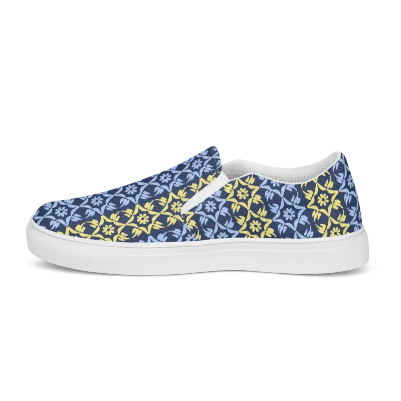 Bold Yellow Pattern Canvas Shoes for Men